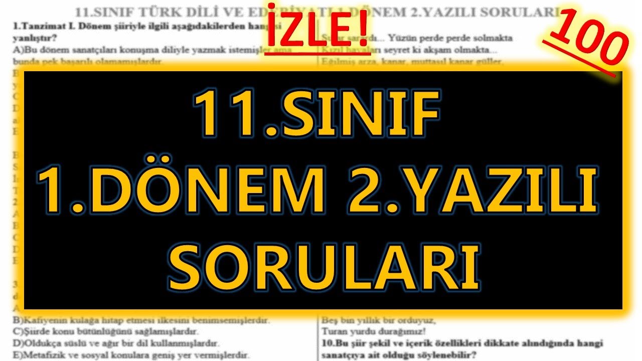 11.SINIF EDEBİYAT 1.DÖNEM 2.YAZILI (TEST)