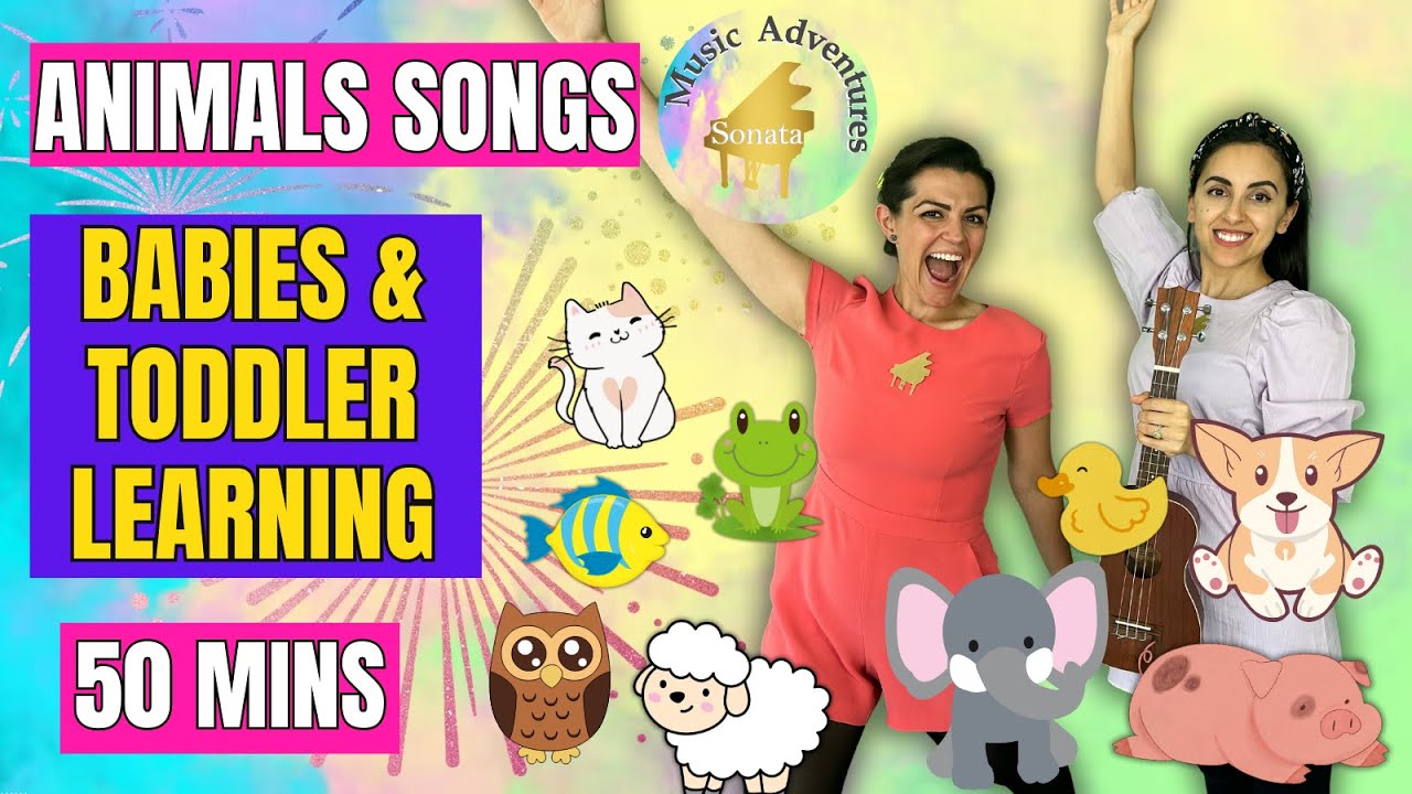 Animals Learning Video for Kids, Interactive Songs - Wheels on the Bus & More Nursery Rhymes