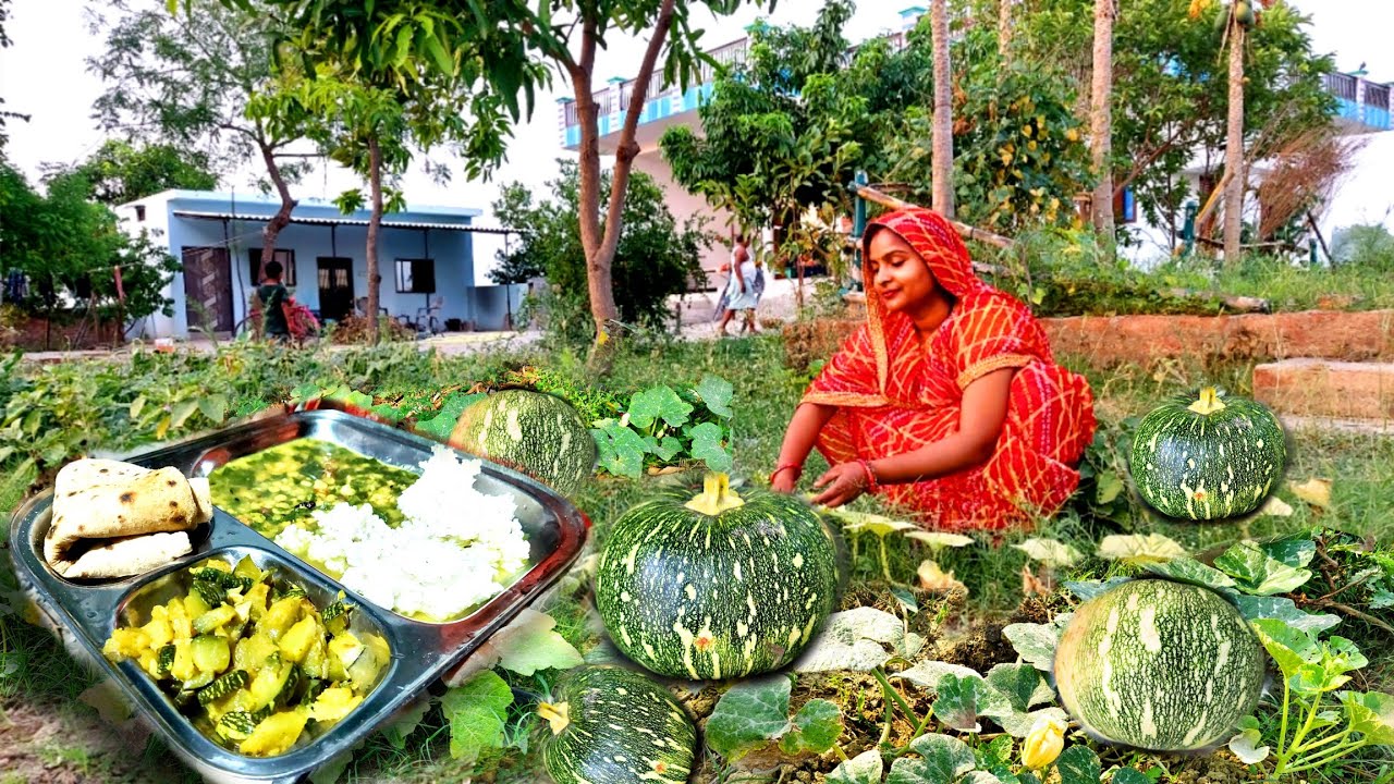 🌞गर्मियों में हमने तैयार की देसी थाली सगपयिता वाली दाल भात कोहड़े की सब्जी Village Evening Routine
