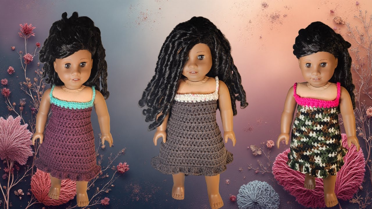 Crochet dress fits 18-inch dolls and American Girl Truly Me Dolls
