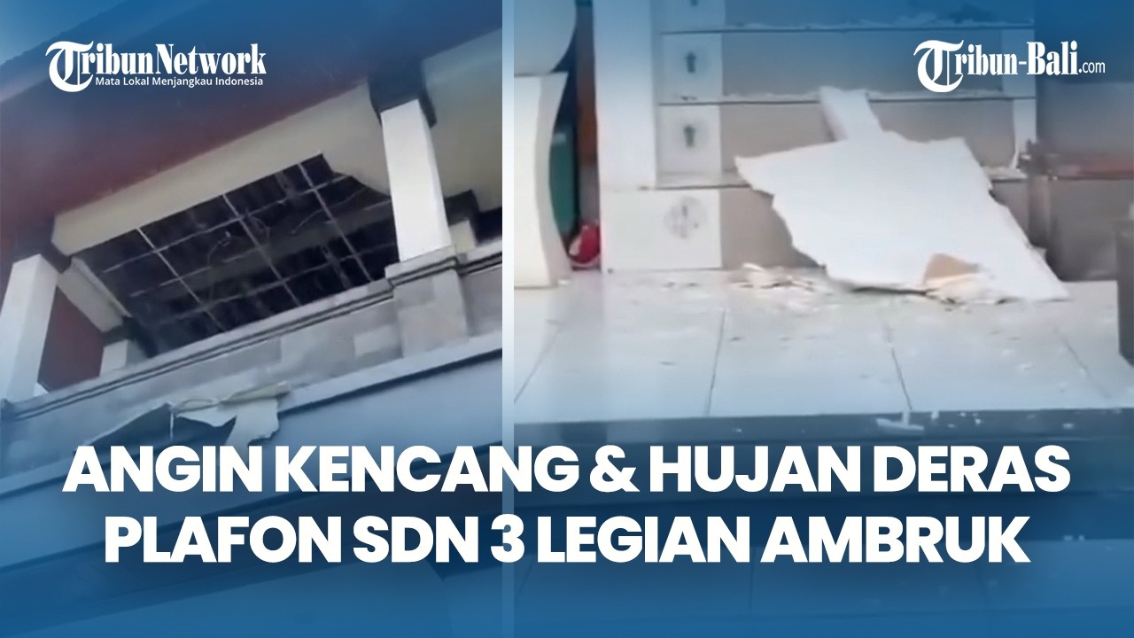 Plafon Sekolah SD Negeri 3 Legian Ambruk Usai Hujan Disertai Angin Kencang