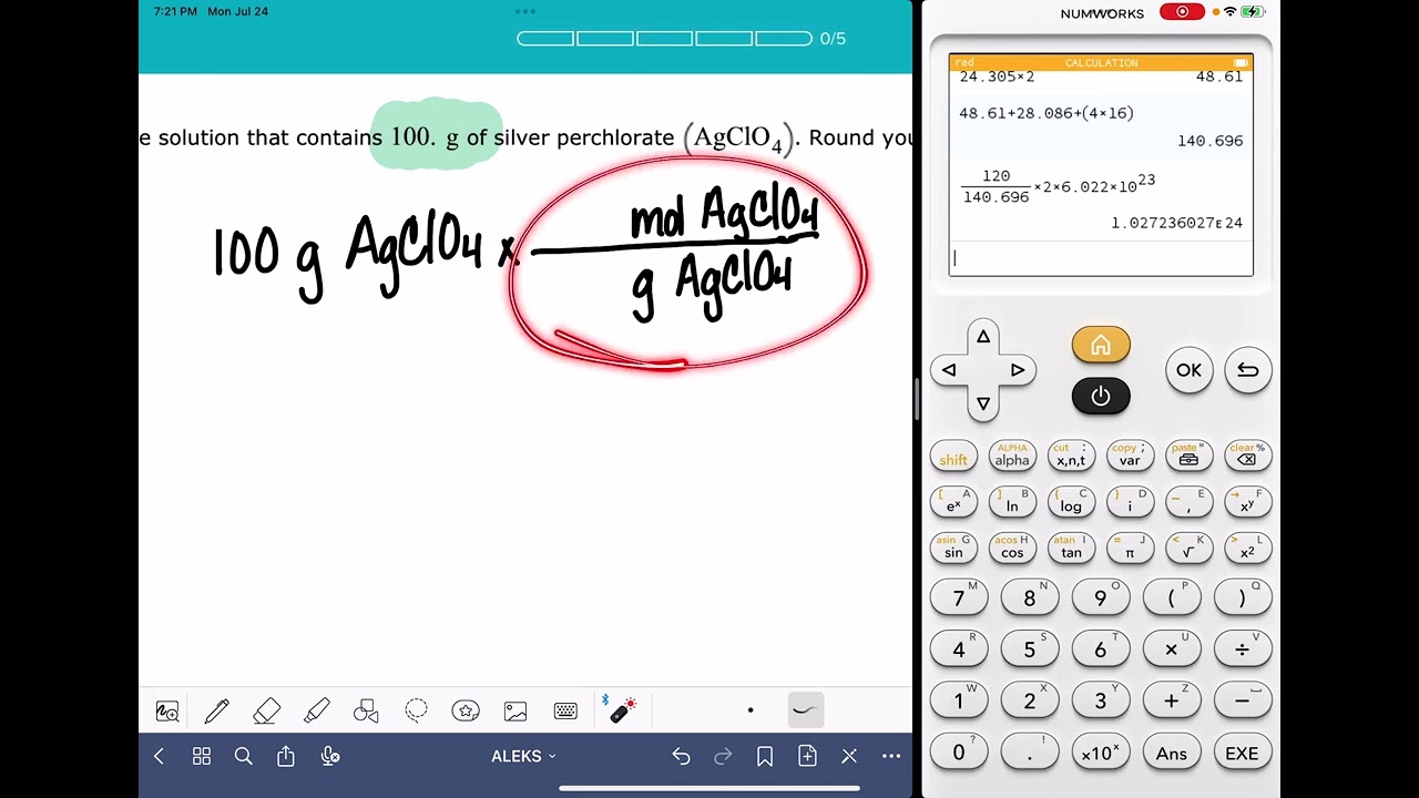 ALEKS: Using molarity to find solute mass and solution volume
