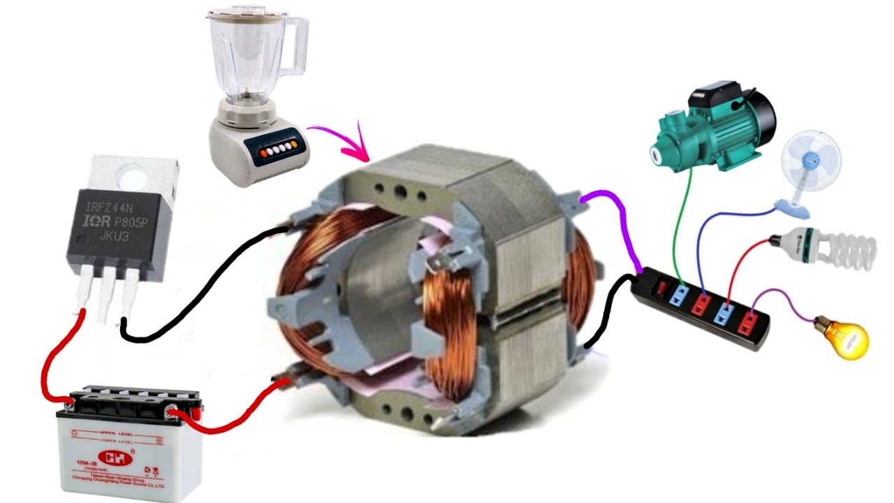 I turn Mixer stator into a powerful inverter circuit 12v TO 220v
