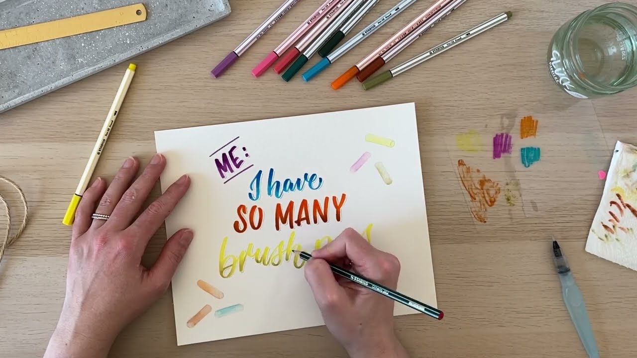 I have so many brush pens - Colorful brush lettering 🌸🖌️ (1/2)