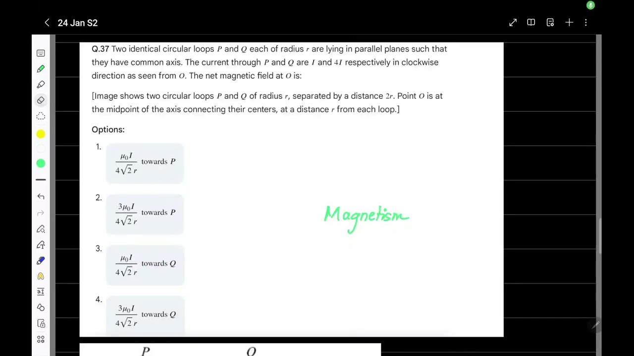 JEE Main 2026 Physics Solution (24 Jan Shift 2) | Magnetic Field of Circular Loops