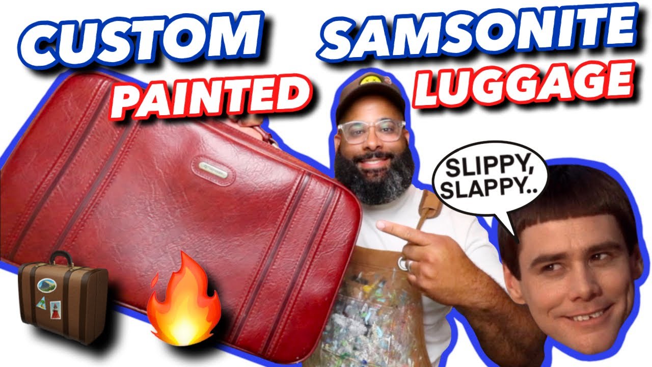 CUSTOM PAINTED VINTAGE LEATHER SAMSONITE SUITCASE | FULL PROCESS