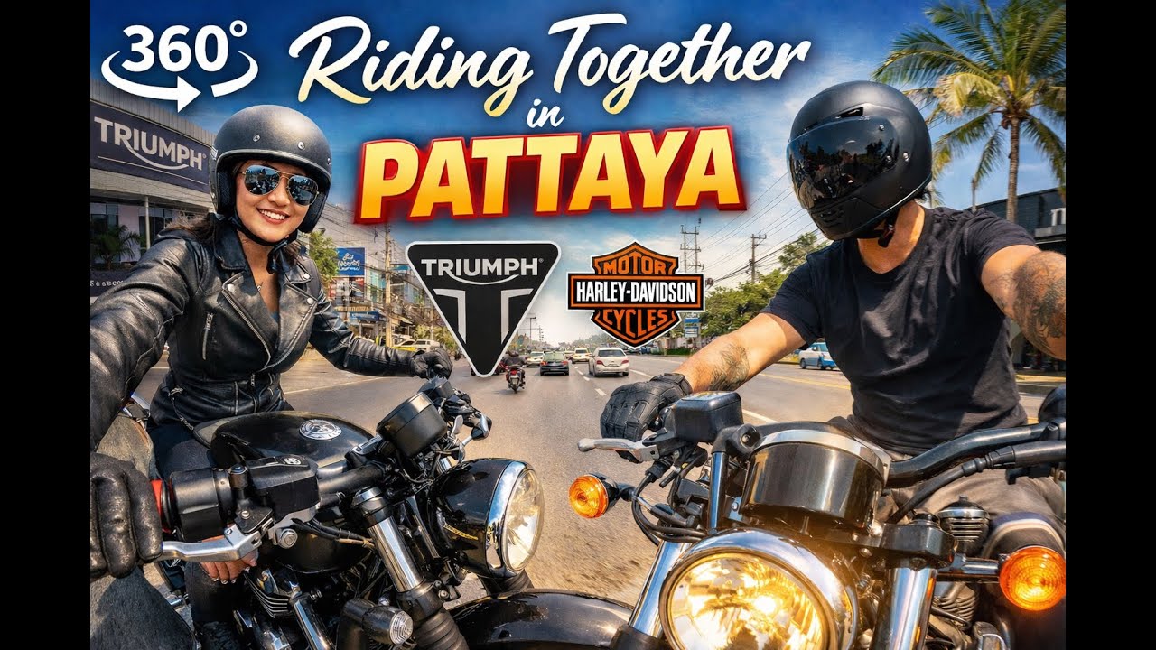 Riding Together in Pattaya | 360° Motorcycle Ride | Triumph Bobber & Harley-Davidson 48