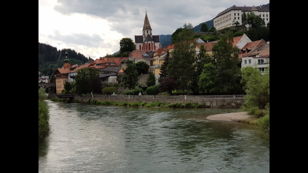 Beautiful City Murau Austria. Drone views