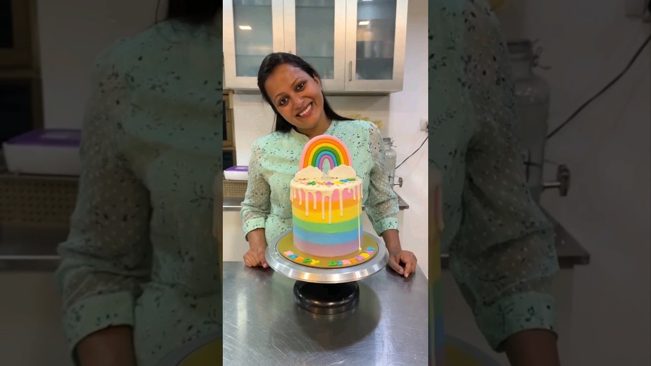 CUTEST RAINBOW CAKE TUTORIAL #youtubeshorts #shortsvideo