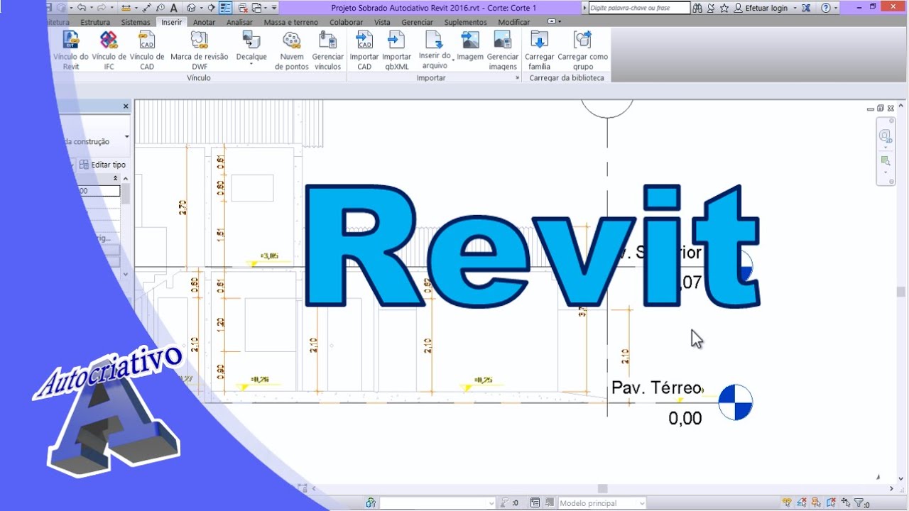 Curso de Revit (BIM) Aula 04/62 - Importação de Projeto do AutoCAD - Autocriativo