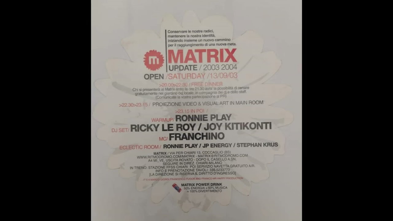 Matrix apertura 2003 Ricky le Roy Franchino Joy kiticonti