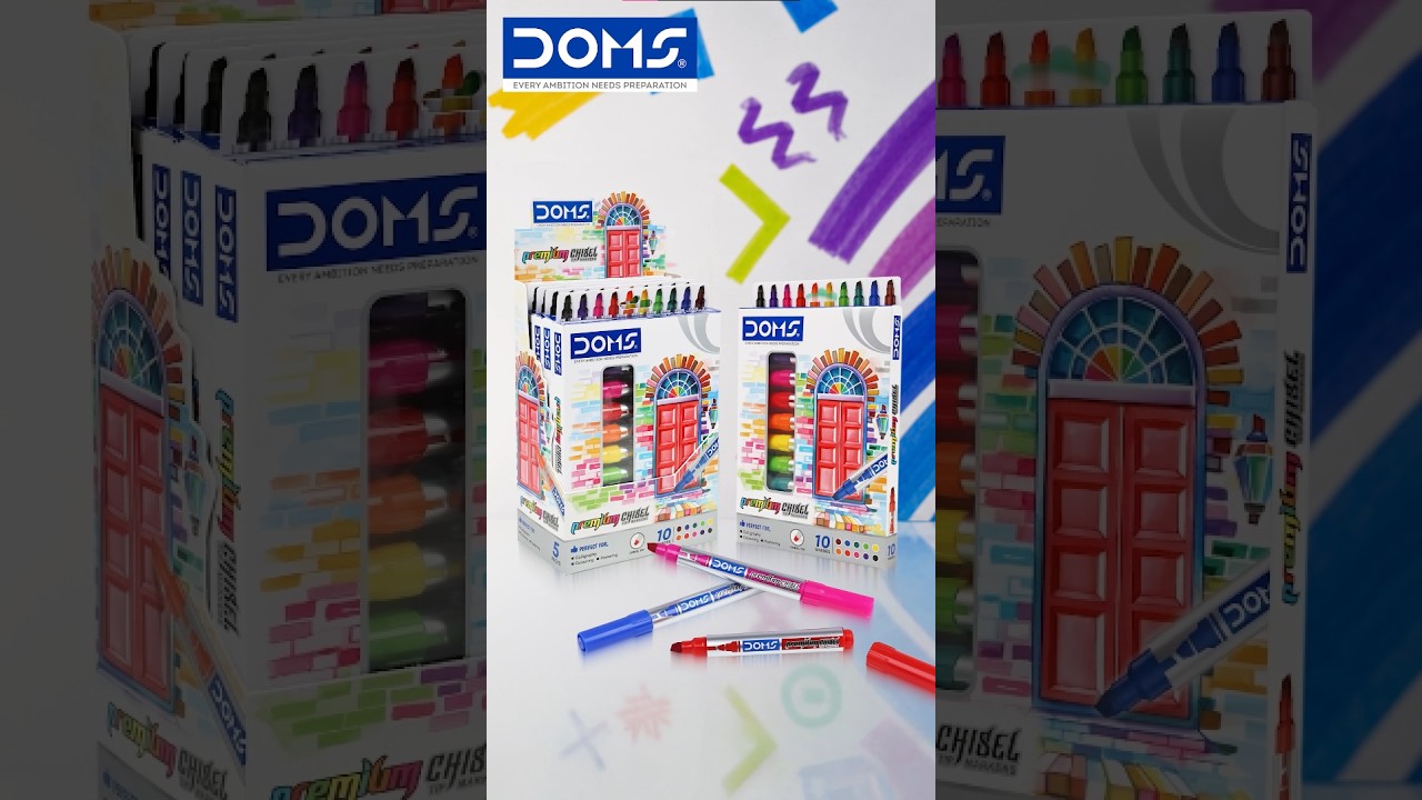 Introducing DOMS Premium Chisel Tip Markers | 10 Vibrant Shades for Creative Expression #shorts