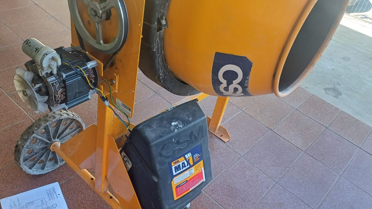Ligação dos fios do motor e troca do capacitor de betoneira que não gira, betoneira 150 litros csm