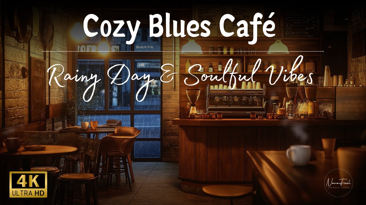 Cozy Blues Caf&eacute; 4k | Rainy Day & Soulful Vibes
