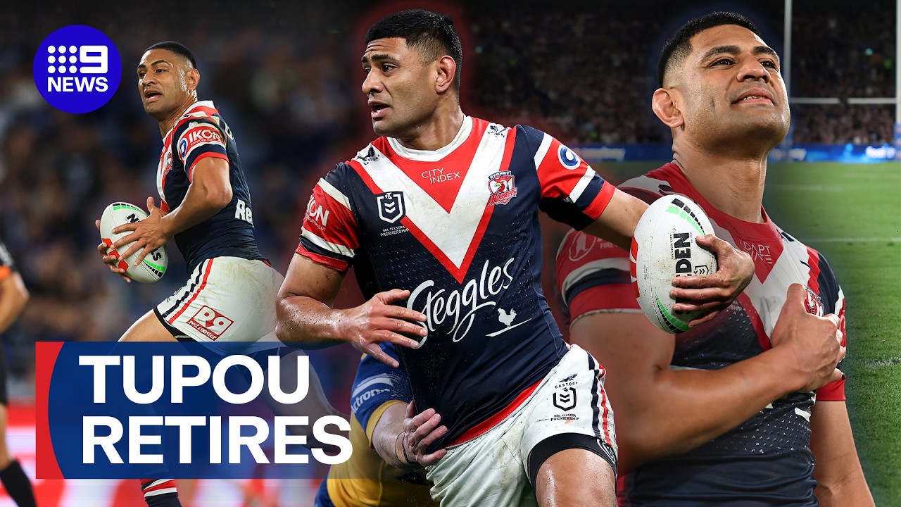 Daniel Tupou announces retirement from Roosters after Grand Final win | 9 News Australia