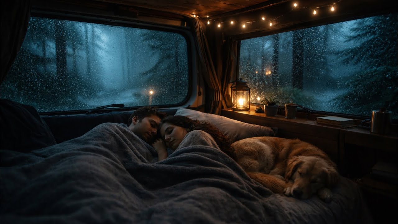 Rainy Night in a Cozy Van - Heavy Rain Sounds for Sleeping & Relaxation