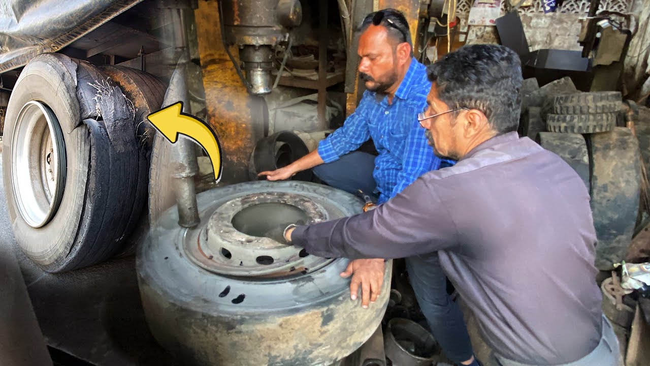 Heavy Truck Tyre Change | Step by Step Pakistan Local Tyre Workshop.