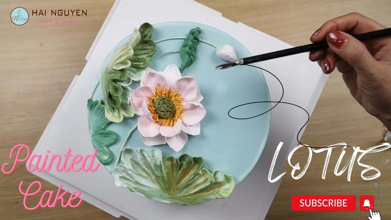 Cake Painted With Beautiful Lotus Flowers | Cách Để Vẽ Hoa Sen Nổi Trên Bánh Kem