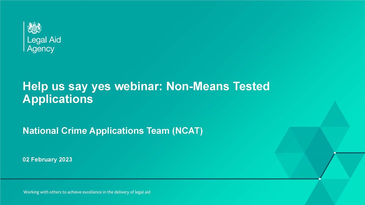 Criminal Legal Aid - Non Means Tested Applications