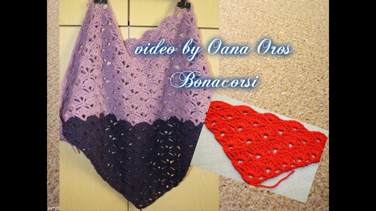 scialle triangolare con punto conchiglia