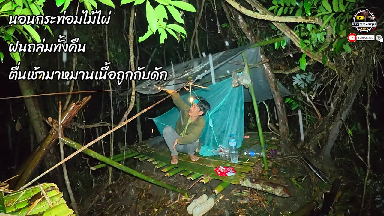 กับดักทำงานแล้วนอนกระท่อมไม้ไผ่คนเดียวฝนถล่มทั้งคืน25 สิงหาคม ค.ศ. 2025