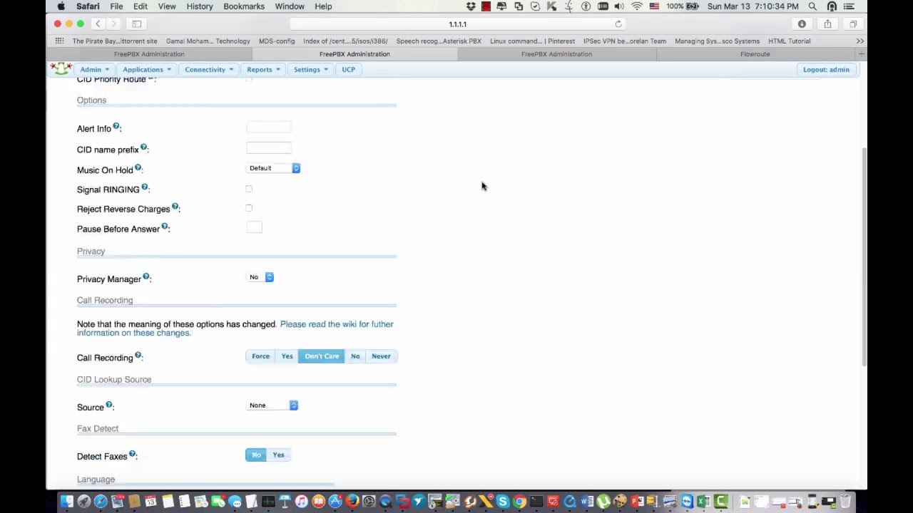 FreePBX FlowRoute sip trunk configuration
