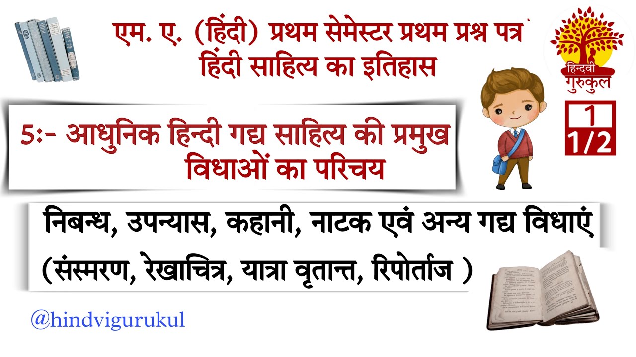 निबंध, उपन्यास, कहानी,नाटक एवं अन्य गद्य विधाएं /आधुनिक हिंदी गद्य साहित्य की प्रमुख विधाओं का परिचय