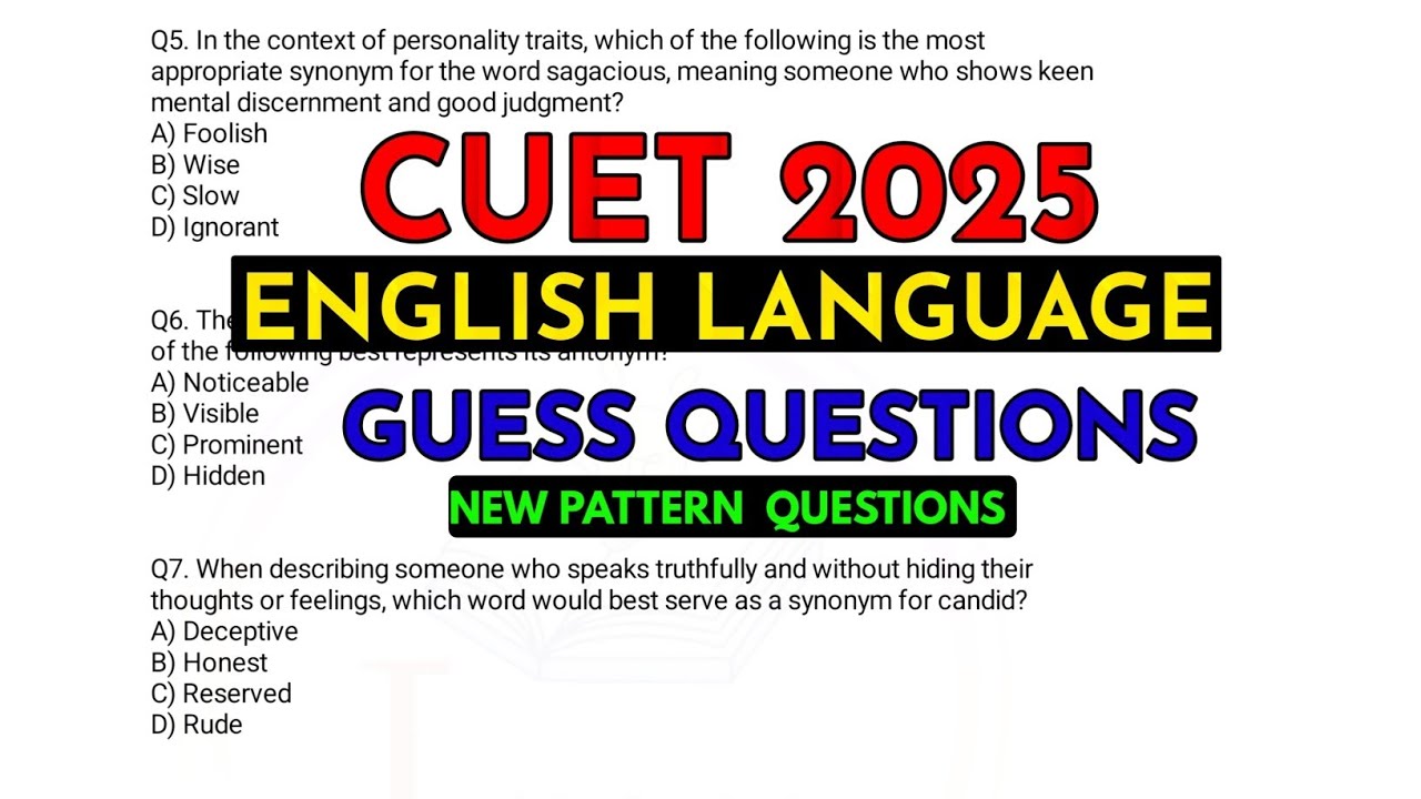 CUET 2025 ENGLISH QUESTIONS | CUET UG ENGLISH GUESS PAPER | CUET UG ENGLISH 2025 PREPARATION |