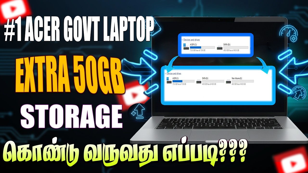 Acer Govt Laptop la 50GB Storage Eppadi Konduvarrathu???