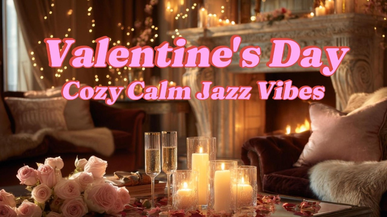 🌹 Romantic Valentine's Fireside Ambience 🔥 Jazz Piano & Crackling Fireplace Sounds