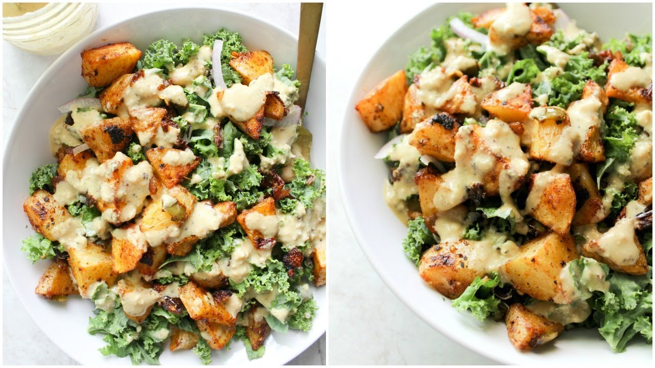 Spicy Potato Kale Bowls with Mustard Tahini Dressing | This Savory Vegan