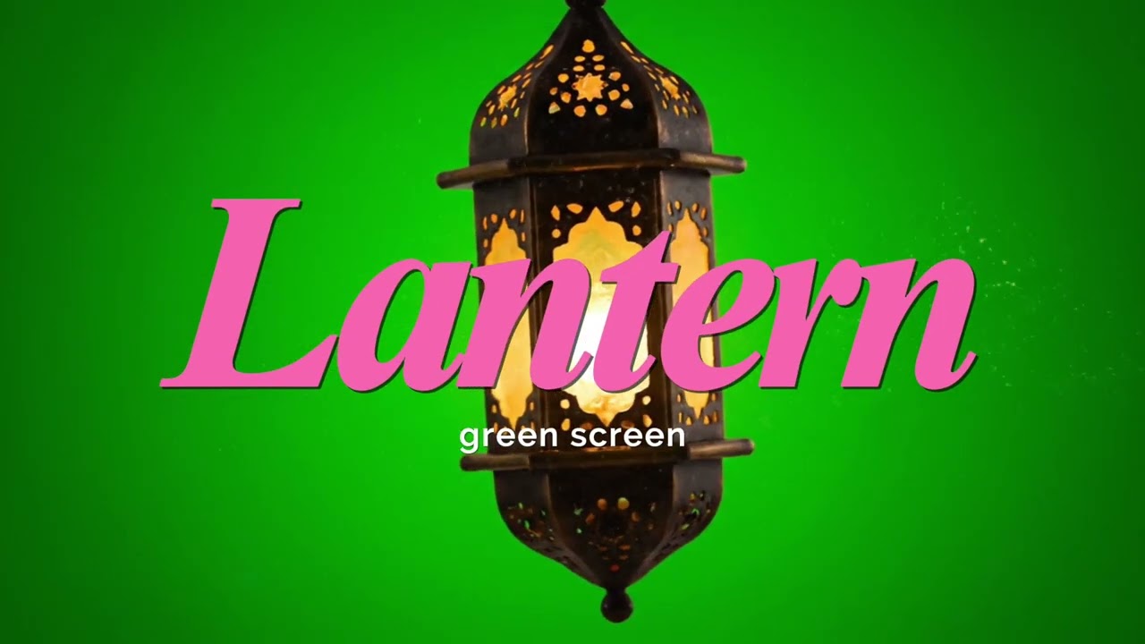 Hanging Ramadan Fanous Lantern Glowing on Green Screen Background
