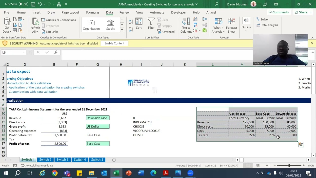 Creating switches for financial modelling  v1