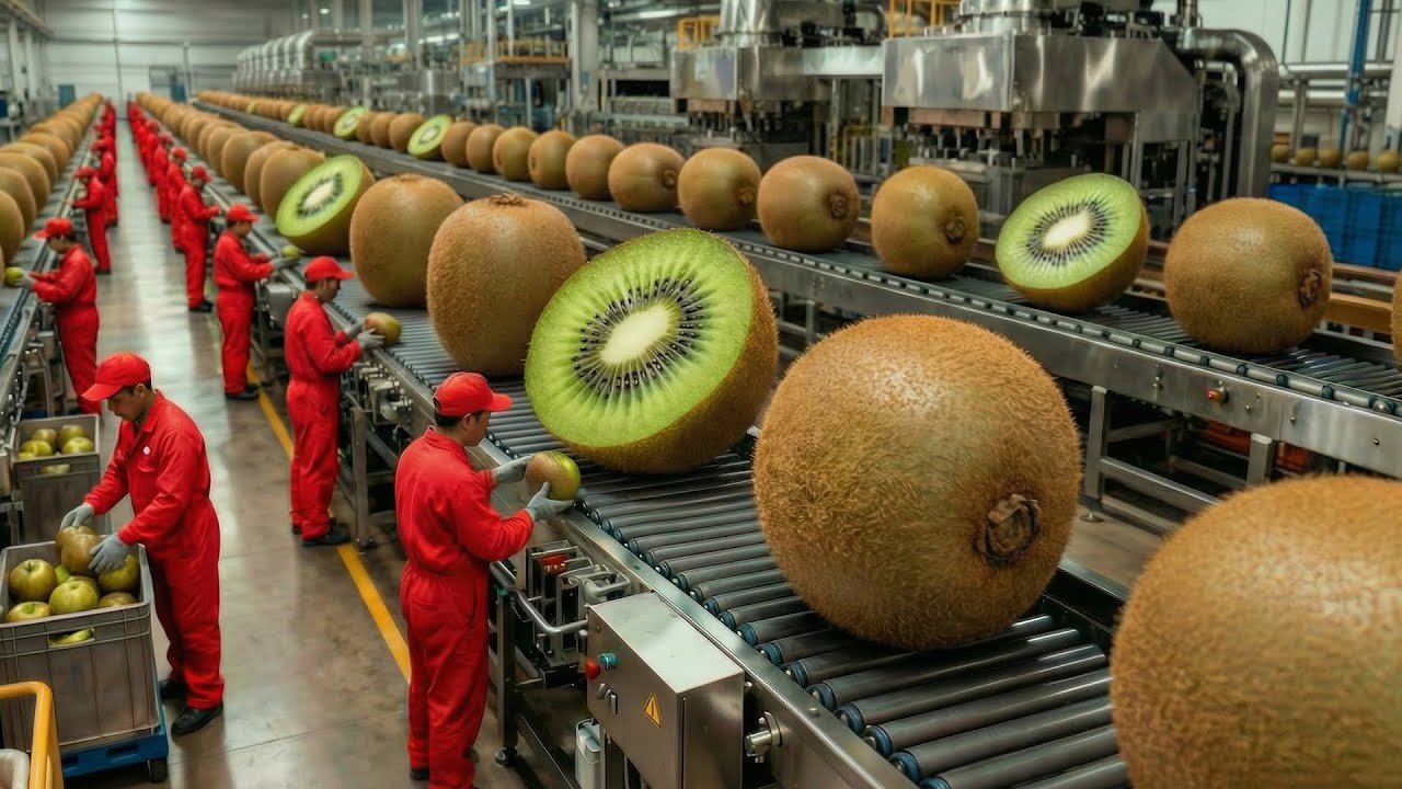 Inside a Modern Kiwi Factory 🥝 How Kiwis Become Juice, Dried Snacks & More (Full Process)