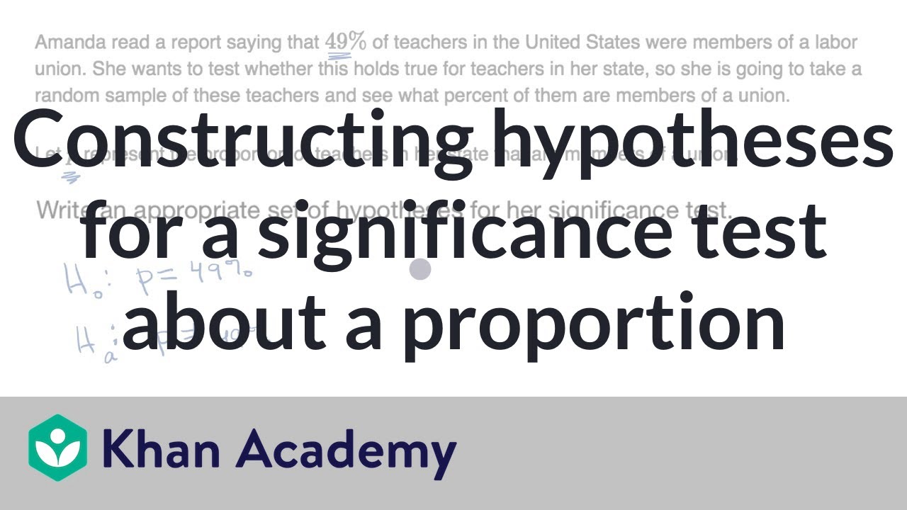 Constructing hypotheses for a significance test about a proportion | AP Statistics | Khan Academy