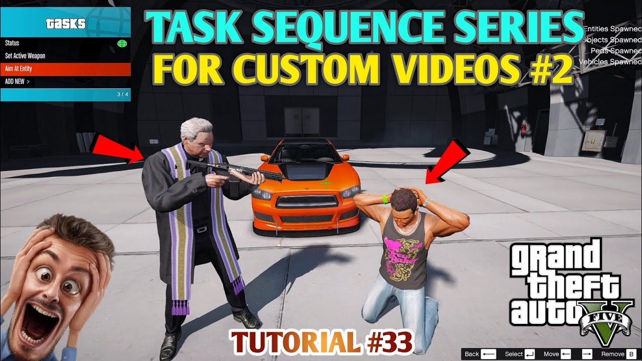 TASK SEQUENCE PART 2 | HOW TO MAKE CUSTOM GTA 5 VIDEO | TUTORIAL #2 | GT GAMING