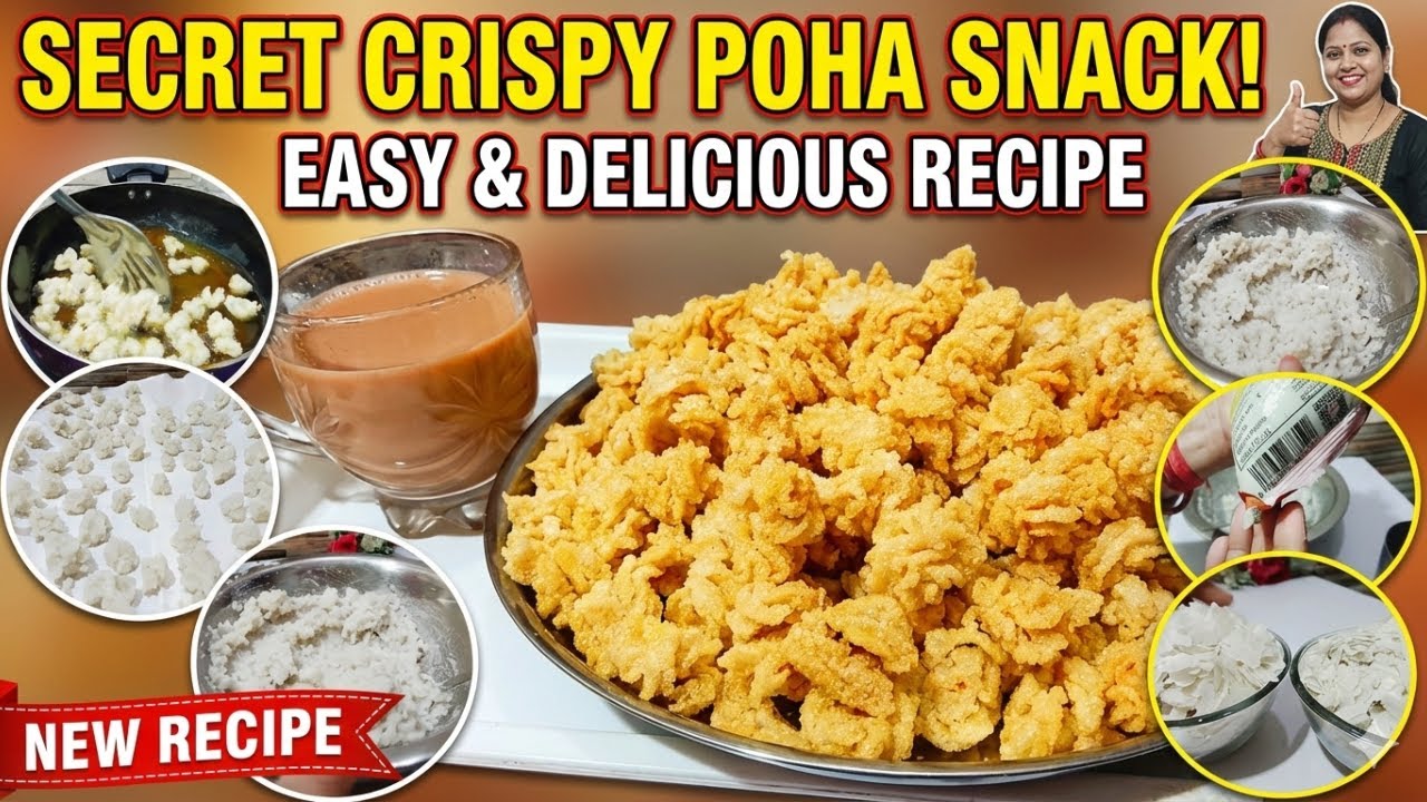 एक कप पोहे से बनाएं ये कुरकुरा नाश्ता, महीनों तक खाएं | Crispy Poha Snack Recipe | Tea Time Nashta