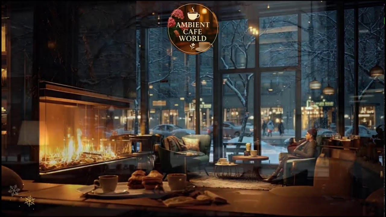 🔴 Calm Winter Night & Relaxing Jazz Background Music, Cozy Coffee Shop Ambience with Soft Jazz Music