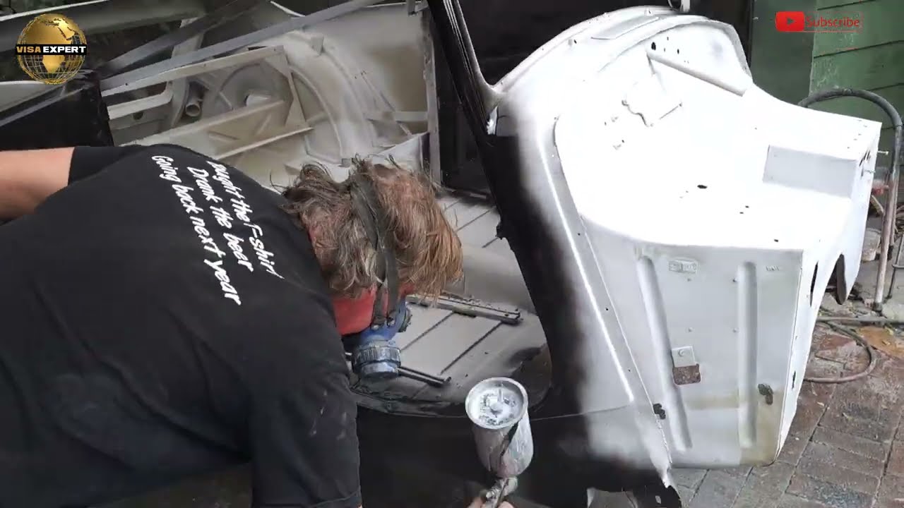 1938 SS Drophead 3½ Jaguar vintage restoration part 28 1st of paint
