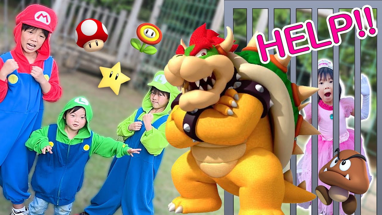 【寸劇】ピーチ姫がクッパに捕まった！マリオとルイージで協力して救出しよう！スーパーマリオブラザーズ