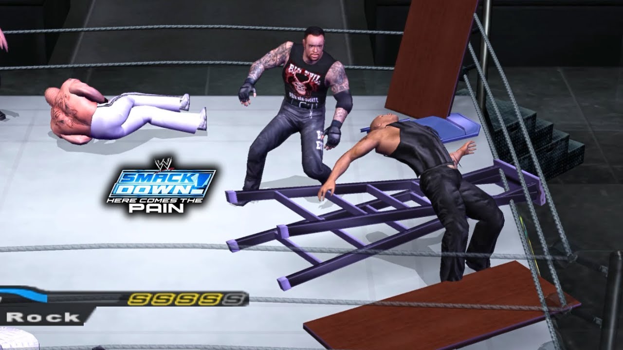 Undertaker vs Brock Lesnar vs The Rock | TLC Match | WWE Smackdown Here Comes The Pain
