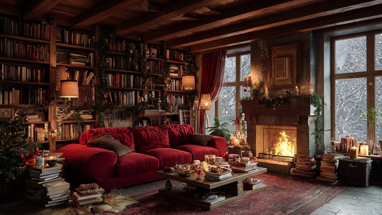 Peaceful Holiday Nights 🎄 Gentle Fireplace Sounds and Relaxing Christmas Music