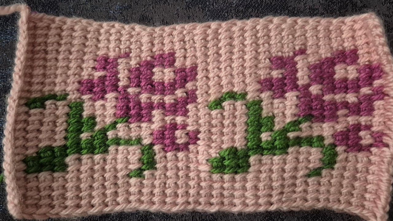Tunus işi patik gül modeli part1 #tunusişiörgü #crochet #tunuspatik #tunusişi 