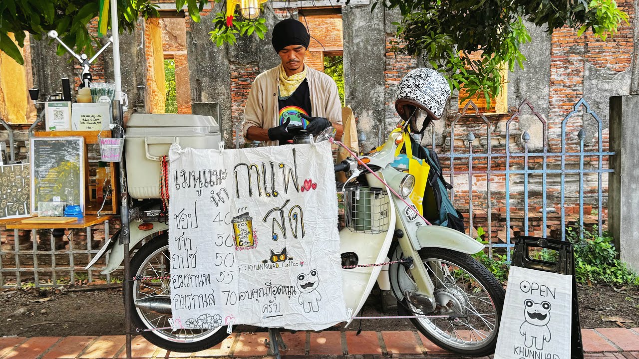 Cafe Vlog Mini Coffee Shop Barista Bike Carts Kopi Design Mobile Street Food Bar Relaxing Mood 4K