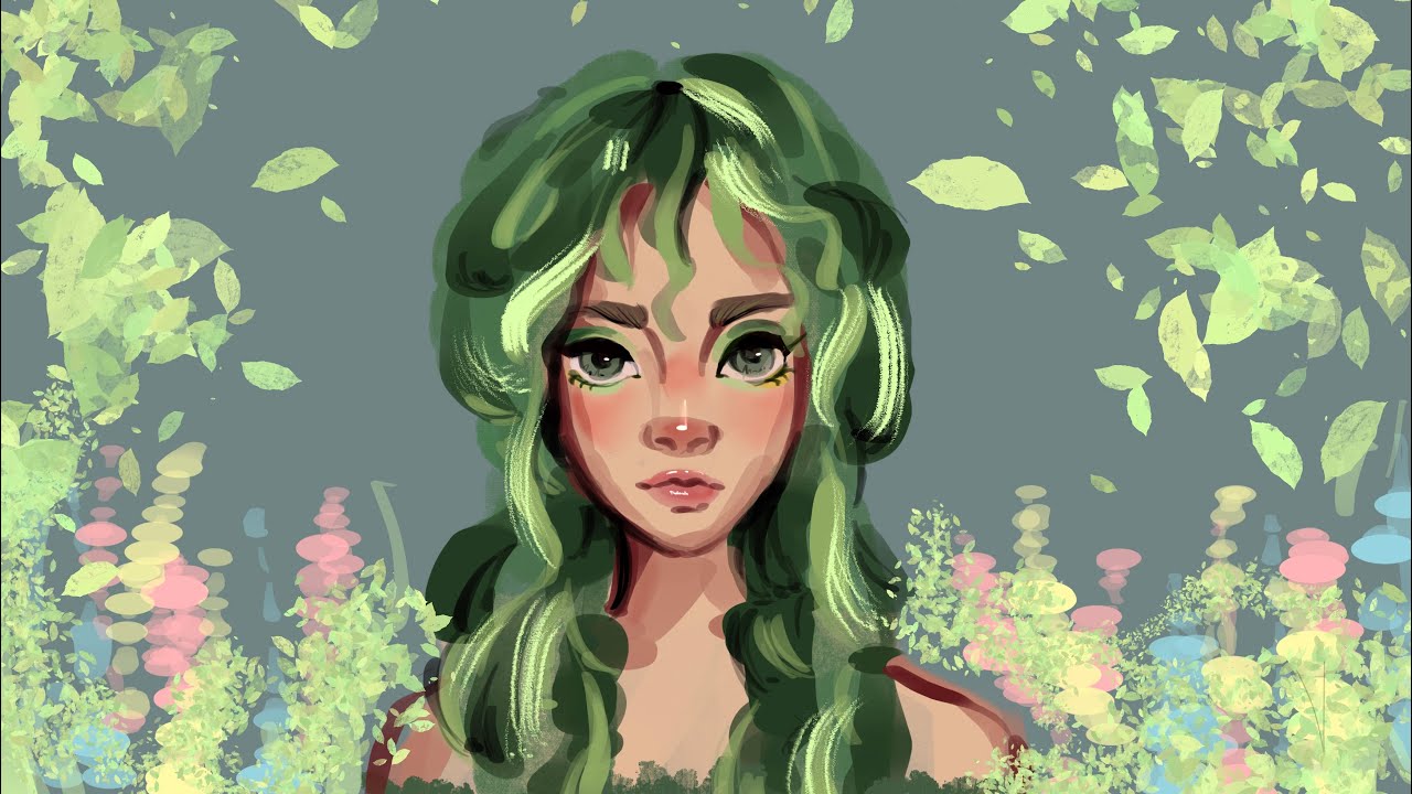Drawing my own pc wallpaper | slowmotion paint with me on procreate | comfy music and a garden fairy