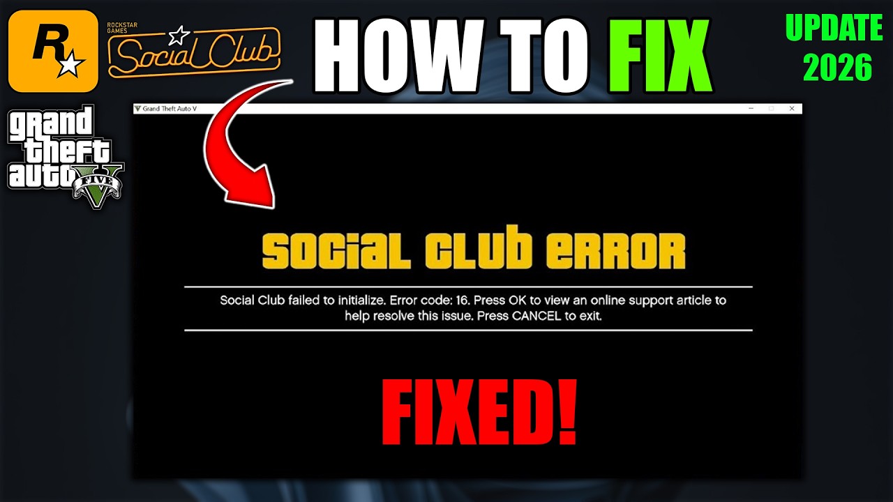 How to Fix GTA V Social Club Failed to Initialize Error Code 16 - GTA 5 Mods 2026