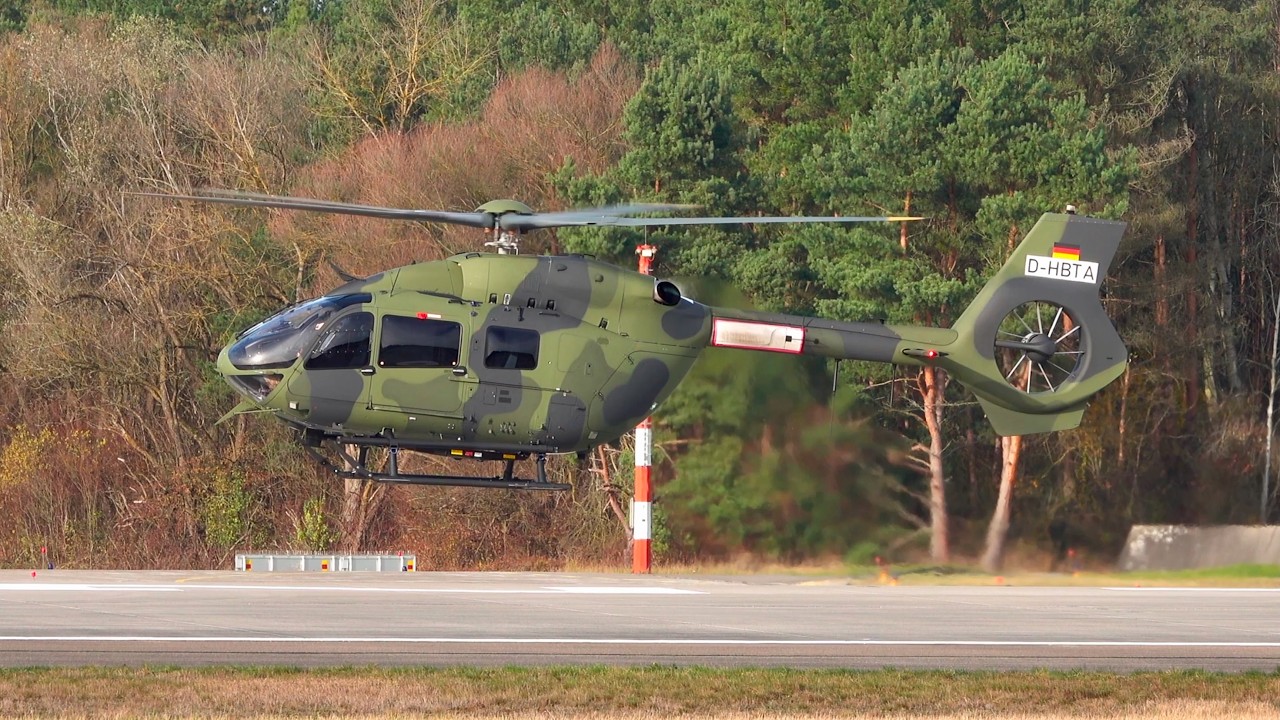 Airbus Helicopters H145M LKH from the German Army D-HBTA 75+54 takeoff at Manching Airport IGS ETSI