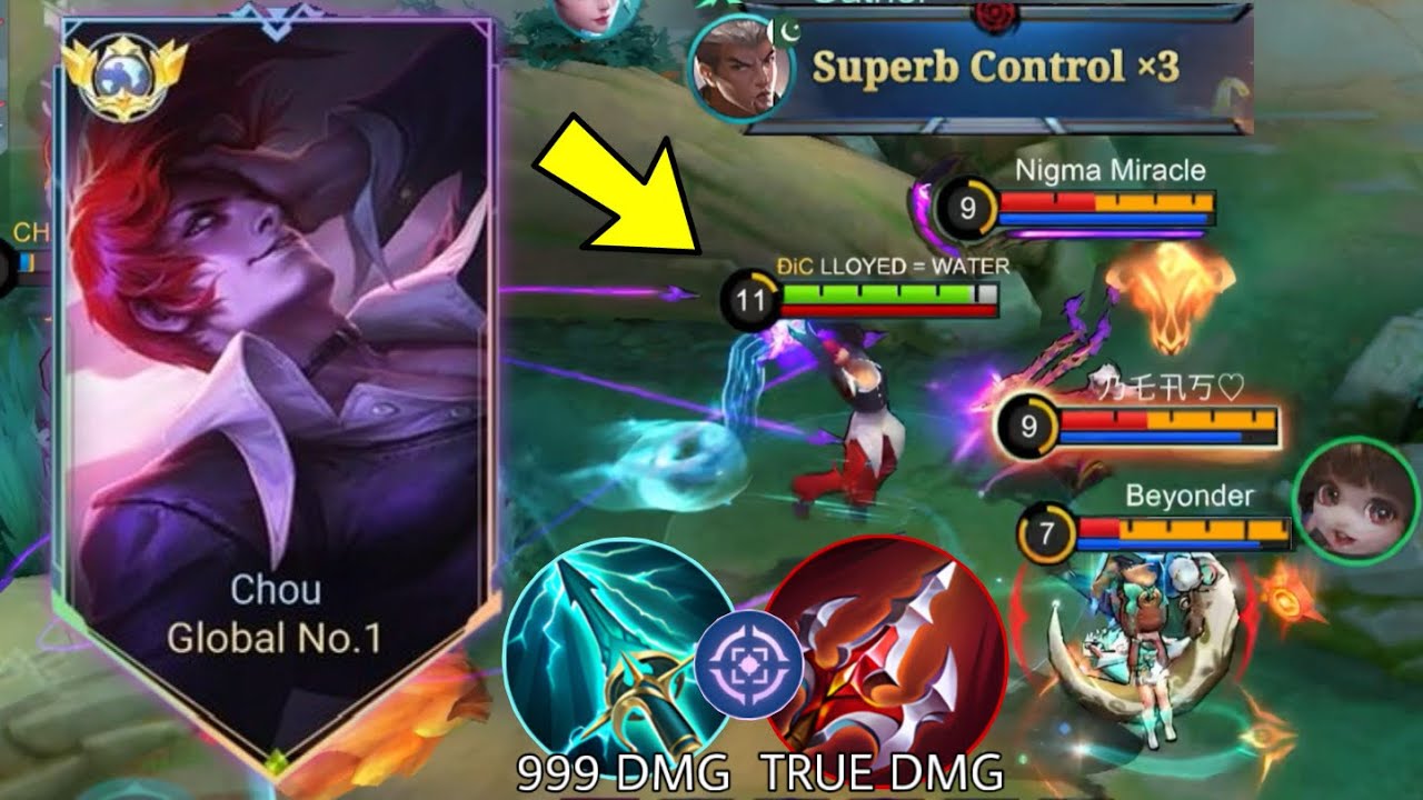 TOP GLOBAL CHOU BEST BUILD AND ROTATION FOR ONE SHOT ENEMY (AUTO DELETE) | MLBB 