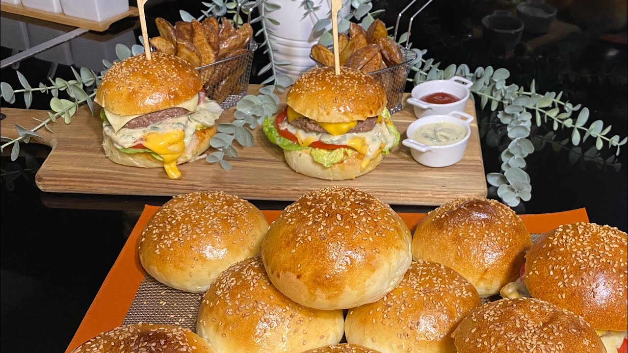 Recette de pains hamburgers maison ou Bun’s inratable 🍔 خبز همبرغر 💯👌