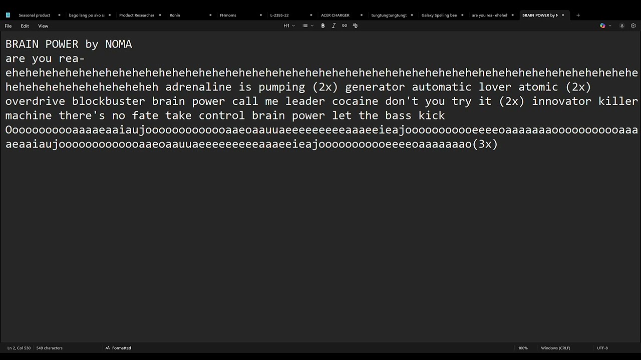 BRAIN POWER by NOMA lyrics